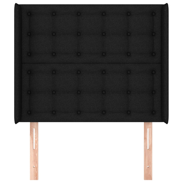 Kopfteil mit Ohren Schwarz 83x16x118/128 cm Stoff