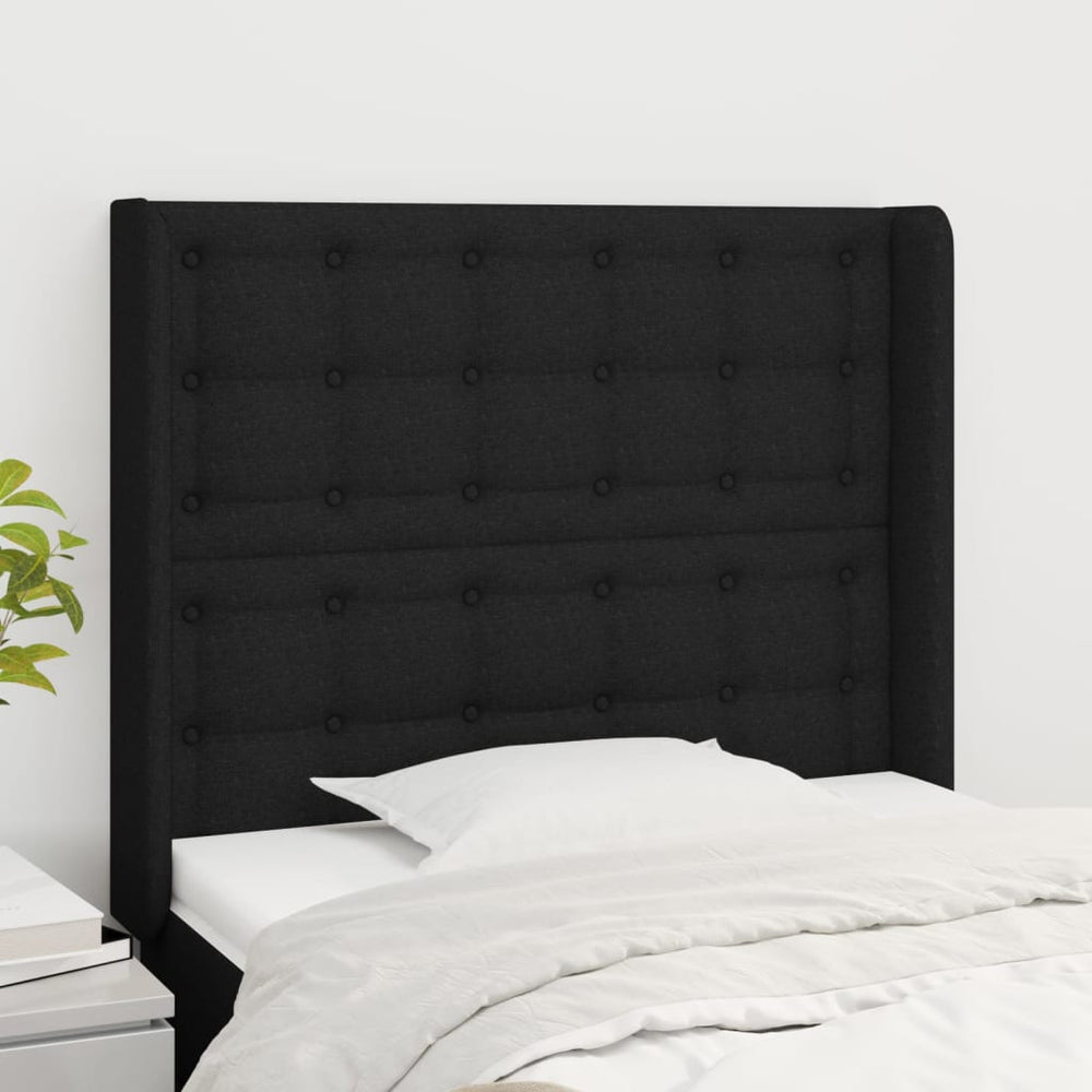 vidaXL Tête de lit à oreilles Noir 83x16x118/128 cm Tissu