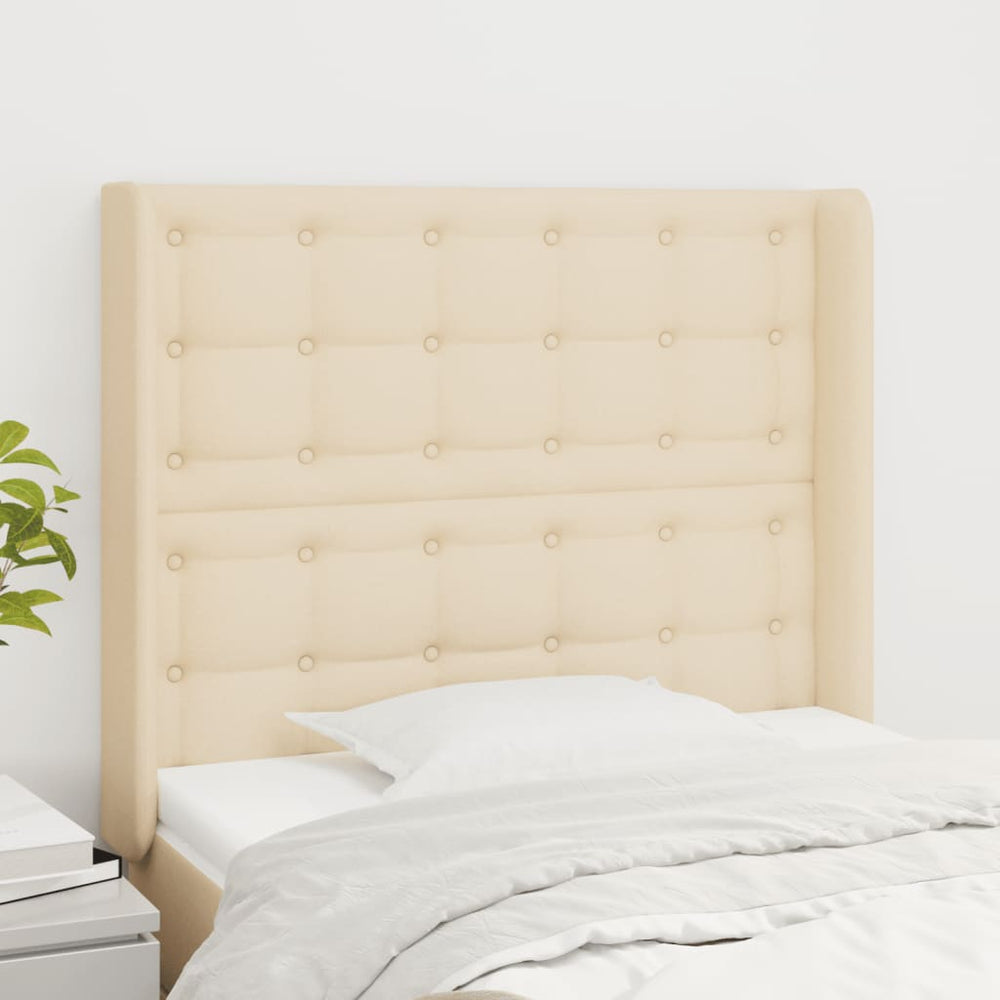vidaXL Tête de lit à oreilles Crème 83x16x118/128 cm Tissu