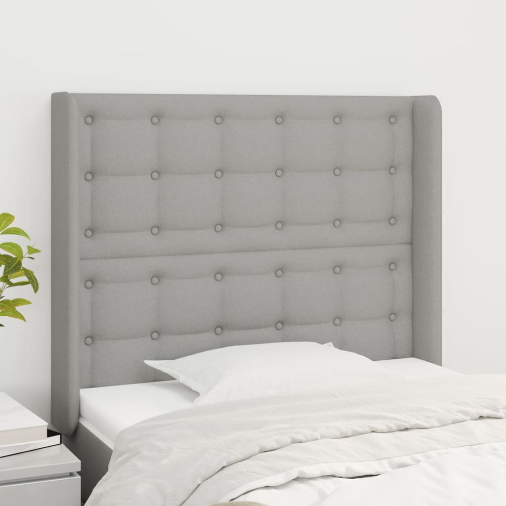 vidaXL Tête de lit à oreilles Gris clair 93x16x118/128 cm Tissu