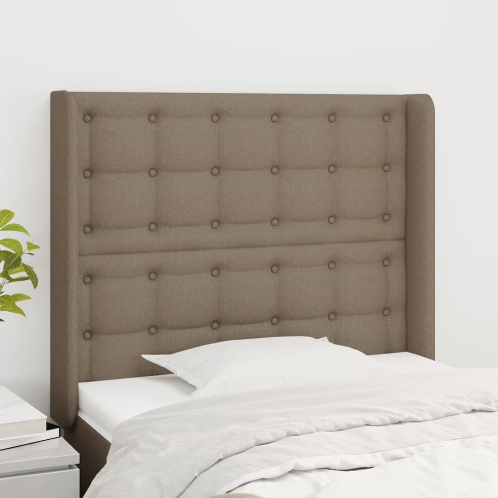 vidaXL Tête de lit à oreilles taupe 93x16x118/128 cm Tissu
