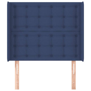 Kopfteil mit Ohren Blau 93x16x118/128 cm Stoff