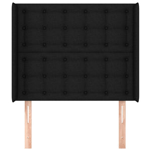 Kopfteil mit Ohren Schwarz 103x16x118/128 cm Stoff