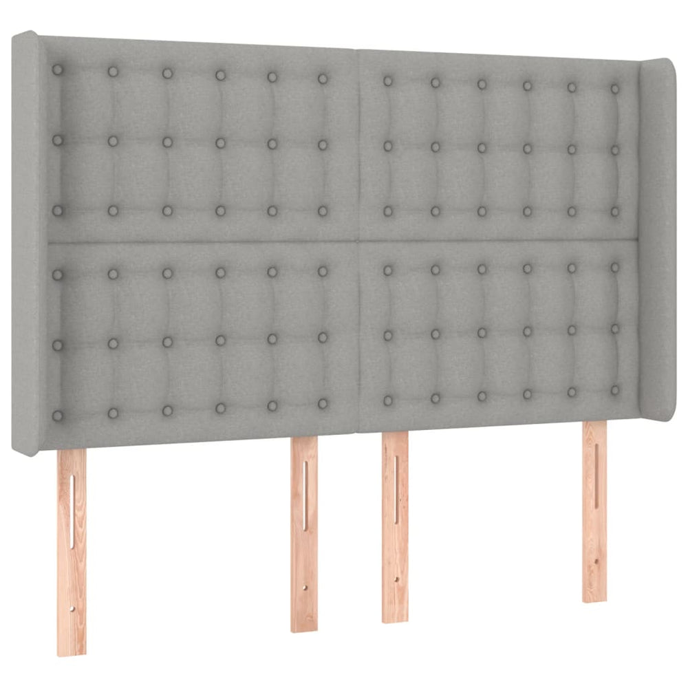 vidaXL Tête de lit avec oreilles gris clair 147x16x118/128 cm Tissu