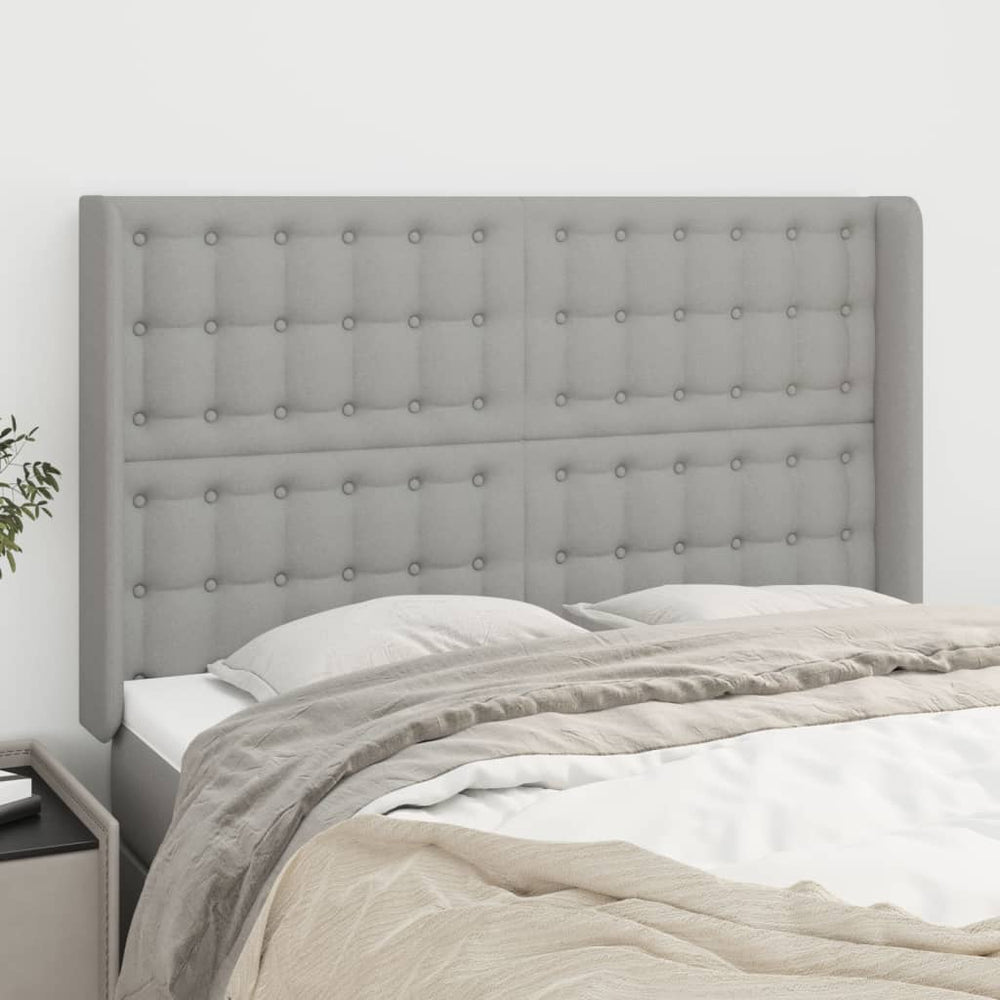 vidaXL Tête de lit avec oreilles gris clair 147x16x118/128 cm Tissu