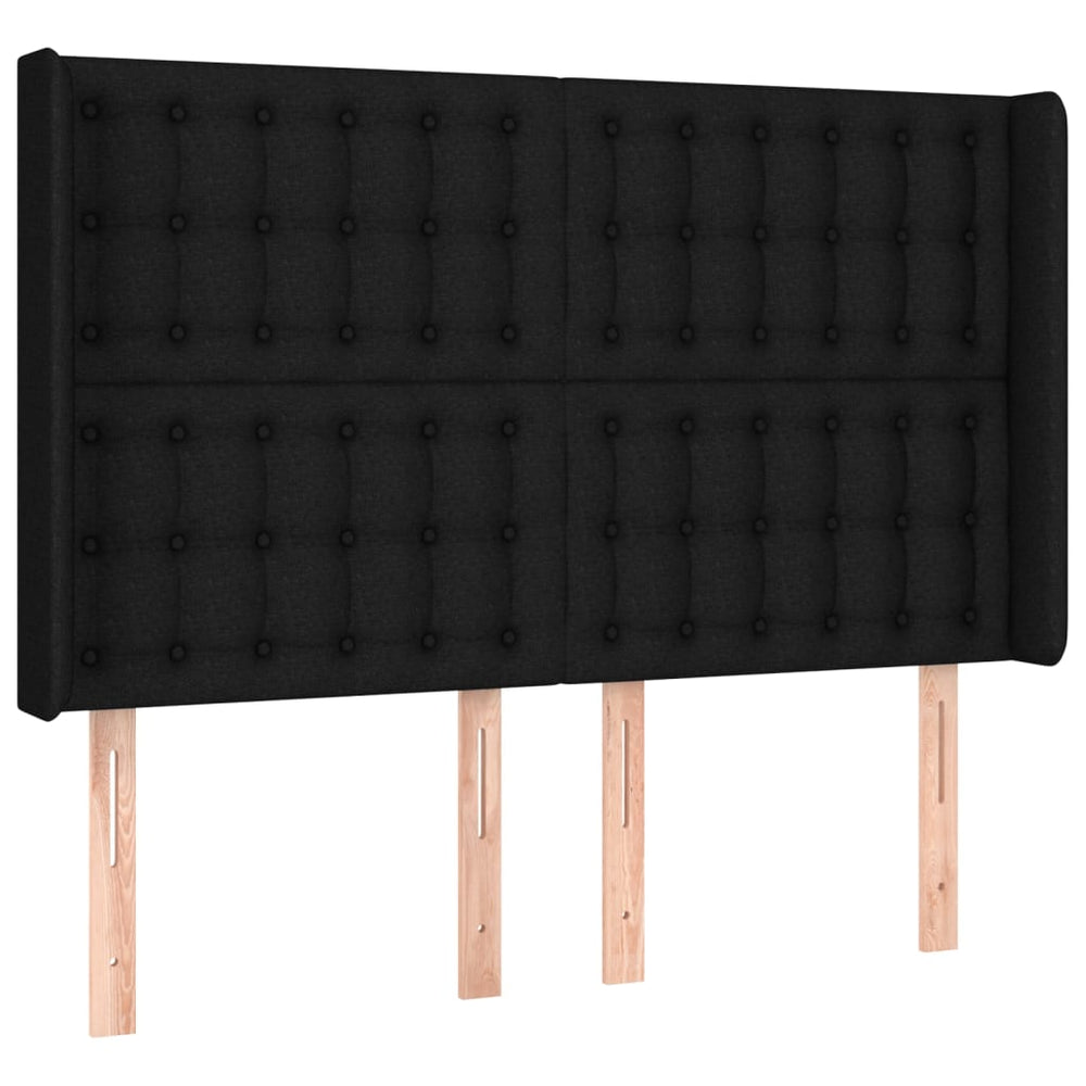 vidaXL Tête de lit à oreilles noire 147x16x118/128 cm Tissu
