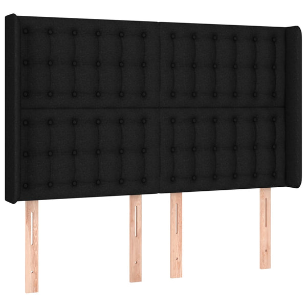 Kopfteil mit Ohren Schwarz 147x16x118/128 cm Stoff