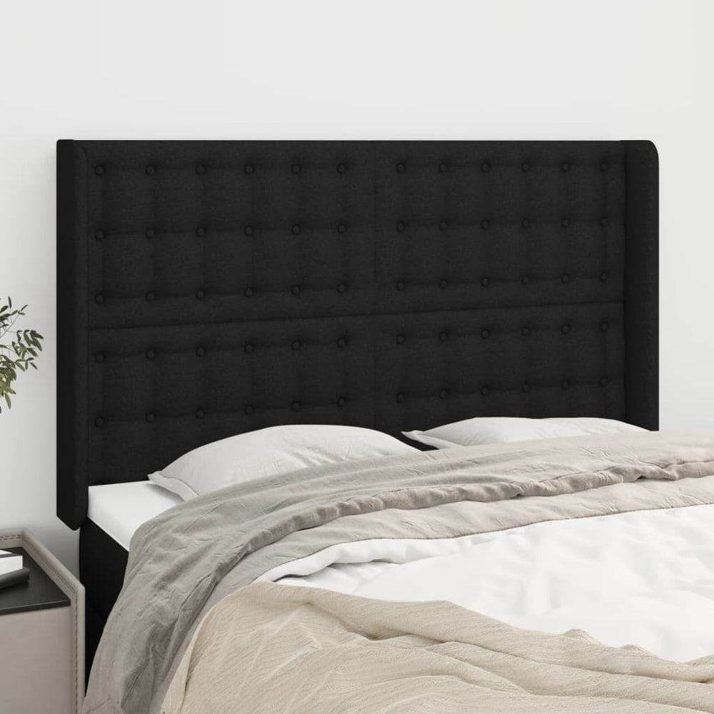 vidaXL Tête de lit à oreilles noire 147x16x118/128 cm Tissu