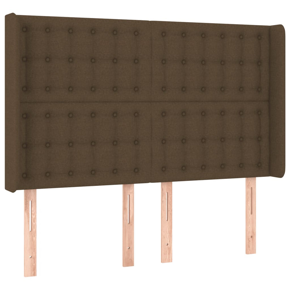 vidaXL Tête de lit à oreilles Marron foncé 147x16x118/128 cm Tissu