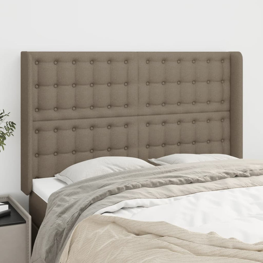 vidaXL Tête de lit à oreilles taupe 147x16x118/128 cm tissu