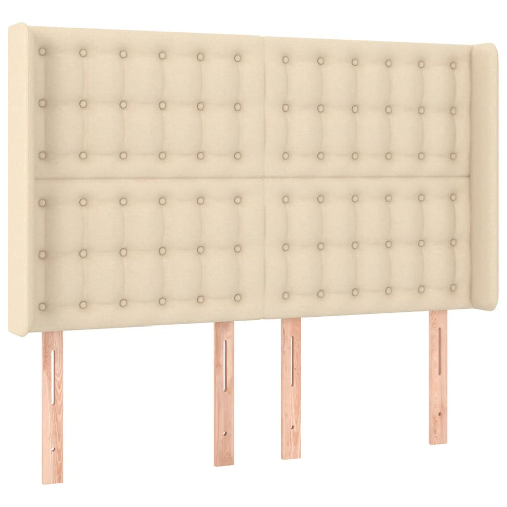 vidaXL Tête de lit à oreilles Crème 147x16x118/128 cm Tissu