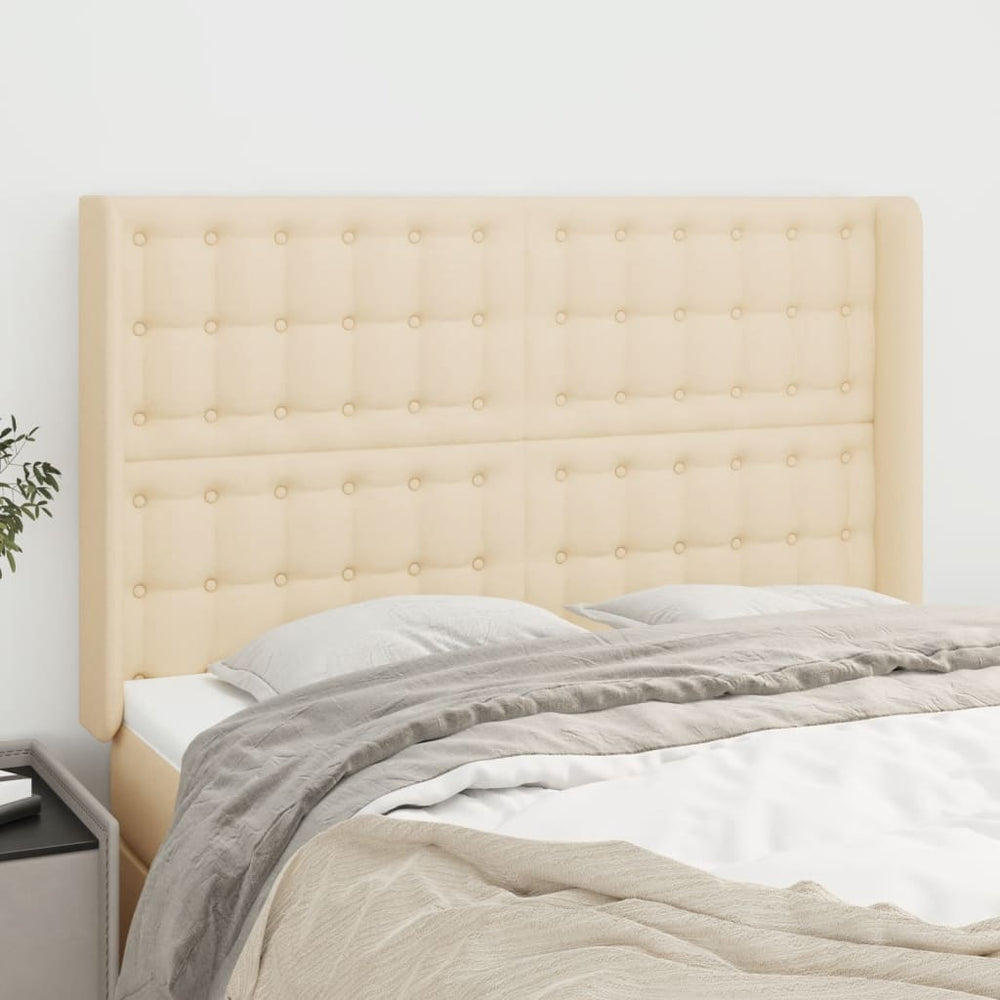 vidaXL Tête de lit à oreilles Crème 147x16x118/128 cm Tissu
