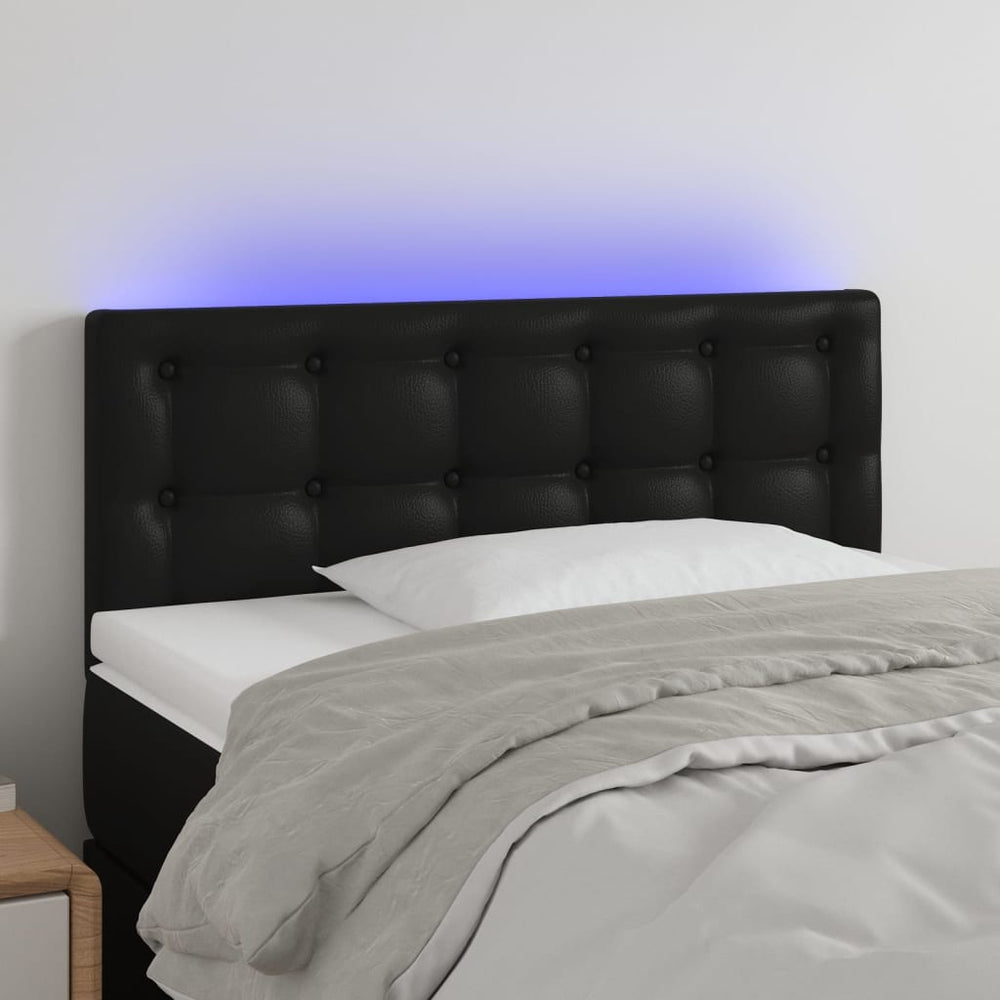 vidaXL Tête de lit LED en similicuir noir 80x5x78/88 cm