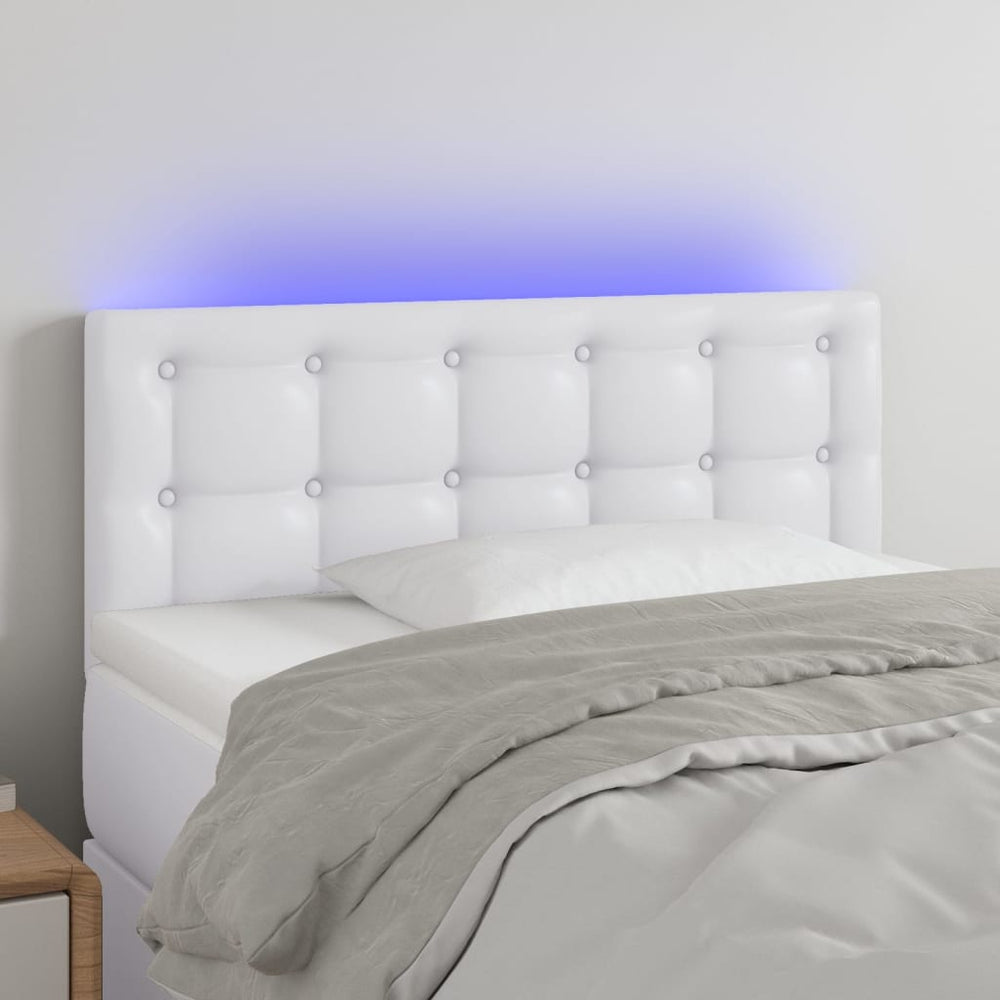 vidaXL Tête de lit LED Blanc 90x5x78/88 cm Similicuir