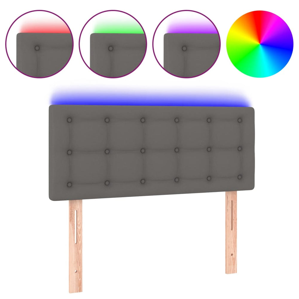 vidaXL Tête de lit LED gris 90x5x78/88 cm similicuir