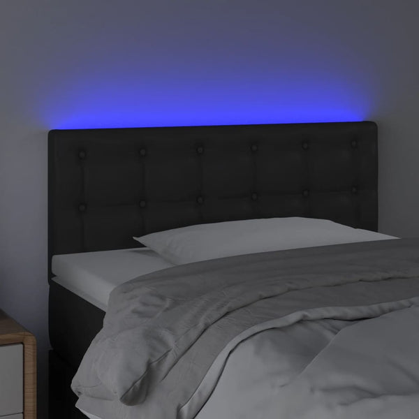 LED Kopfteil Schwarz 100x5x78/88 cm Kunstleder