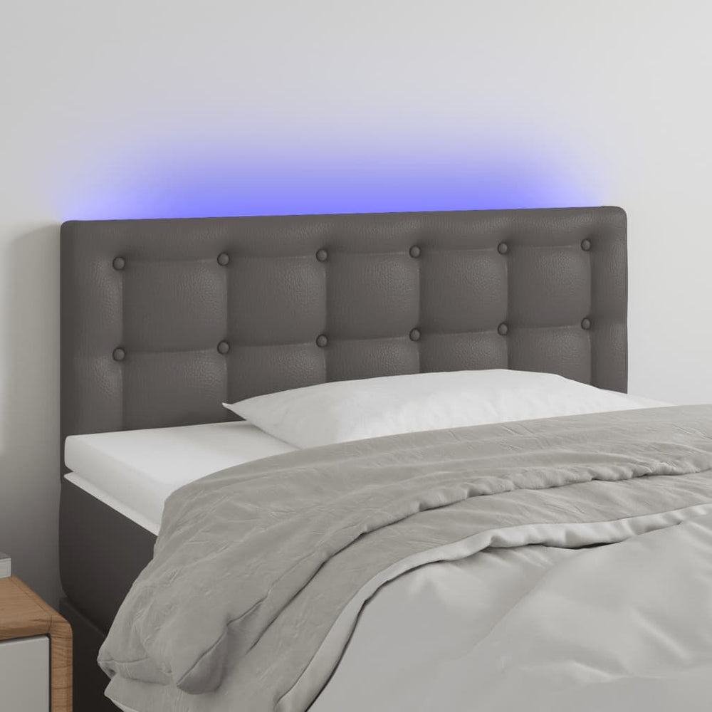 vidaXL Tête de lit LED gris 100x5x78/88 cm similicuir