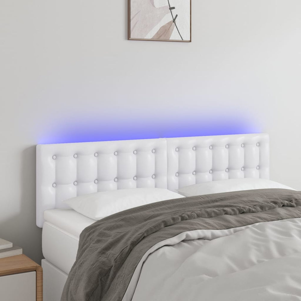 vidaXL Tête de lit à LED Blanc 144x5x78/88 cm Similicuir