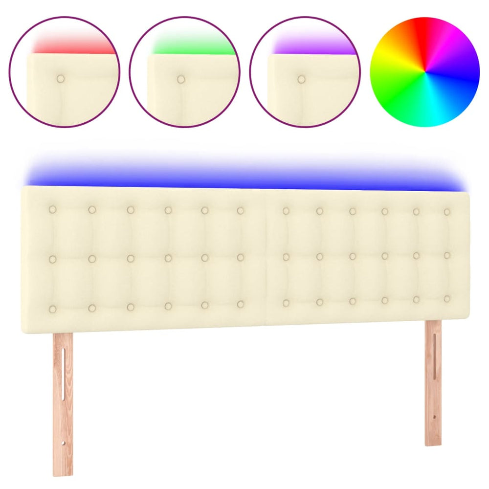 vidaXL Tête de lit LED crème 144x5x78/88 cm similicuir