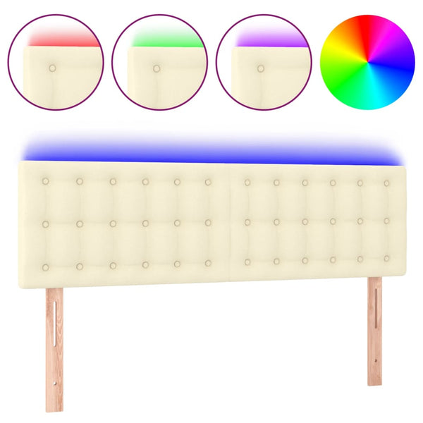 LED Kopfteil Creme 144x5x78/88 cm Kunstleder
