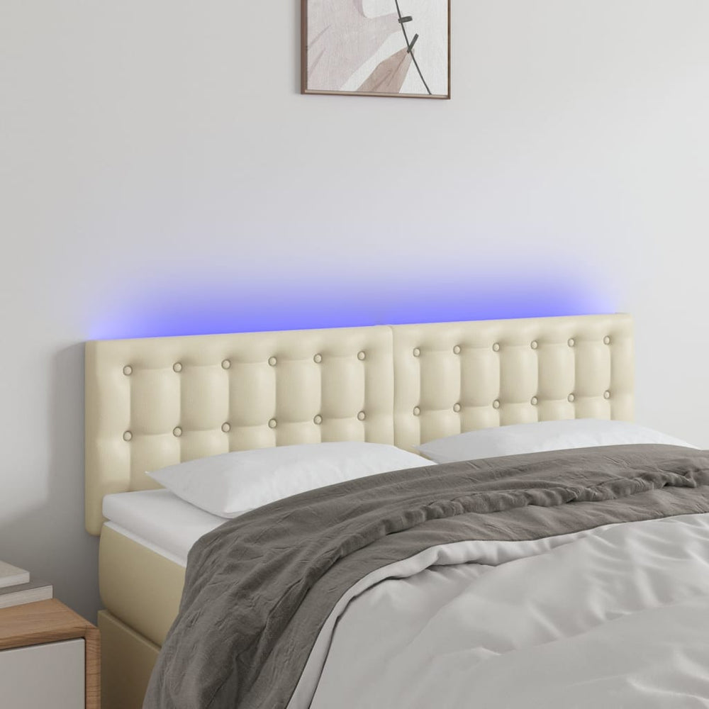 vidaXL Tête de lit LED crème 144x5x78/88 cm similicuir