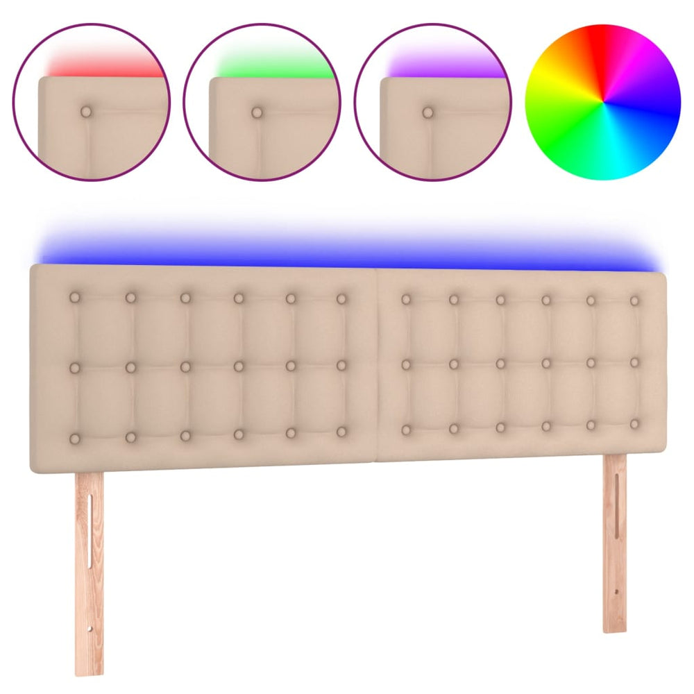 vidaXL Tête de lit à LED Cappuccino-Marron 144x5x78/88 cm Similicuir