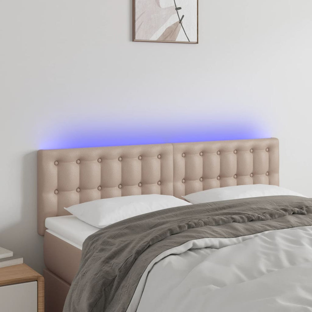 vidaXL Tête de lit à LED Cappuccino-Marron 144x5x78/88 cm Similicuir