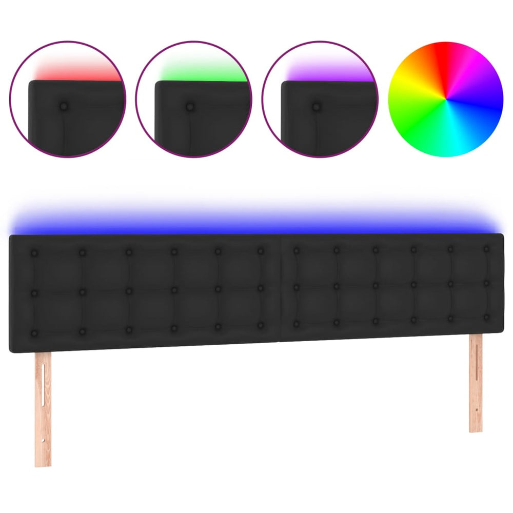 vidaXL Tête de lit à LED Noir 160x5x78/88 cm Similicuir