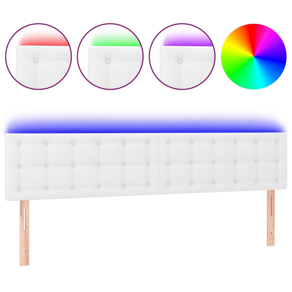 vidaXL Tête de lit LED Blanc 160x5x78/88 cm Similicuir
