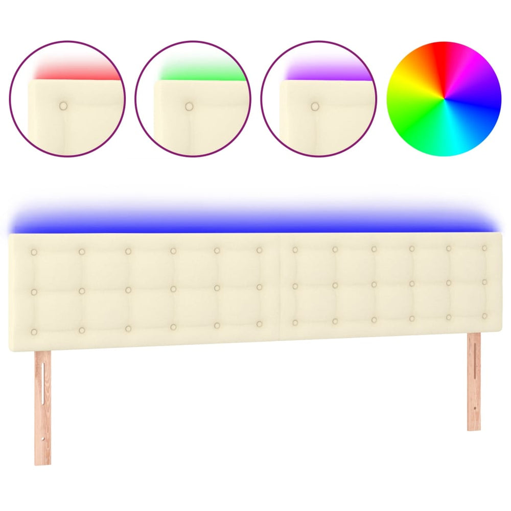 vidaXL Tête de lit LED crème 160x5x78/88 cm similicuir