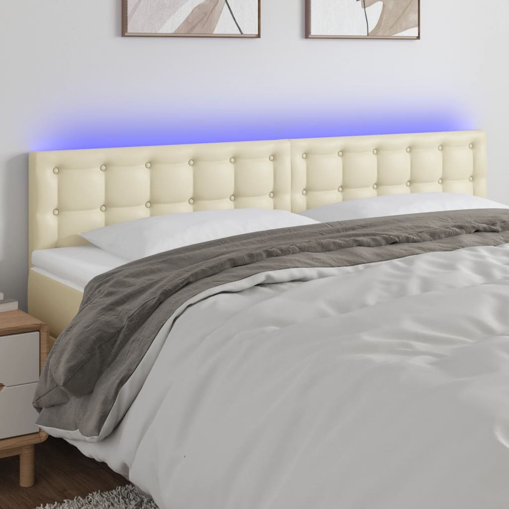 LED Kopfteil Creme 160x5x78/88 cm Kunstleder