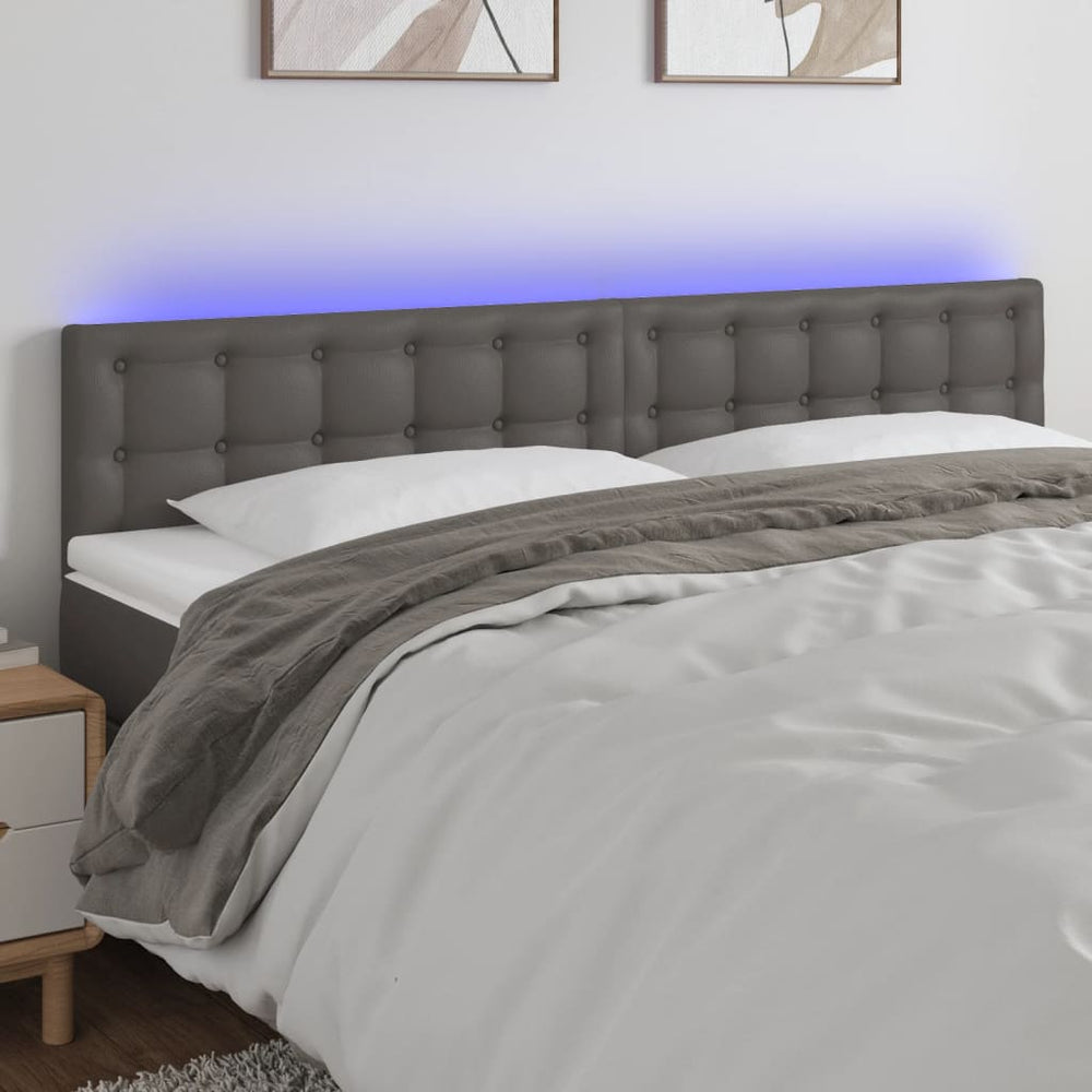 vidaXL Tête de lit LED gris 160x5x78/88 cm similicuir