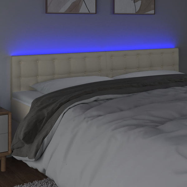 LED Kopfteil Creme 180x5x78/88 cm Kunstleder