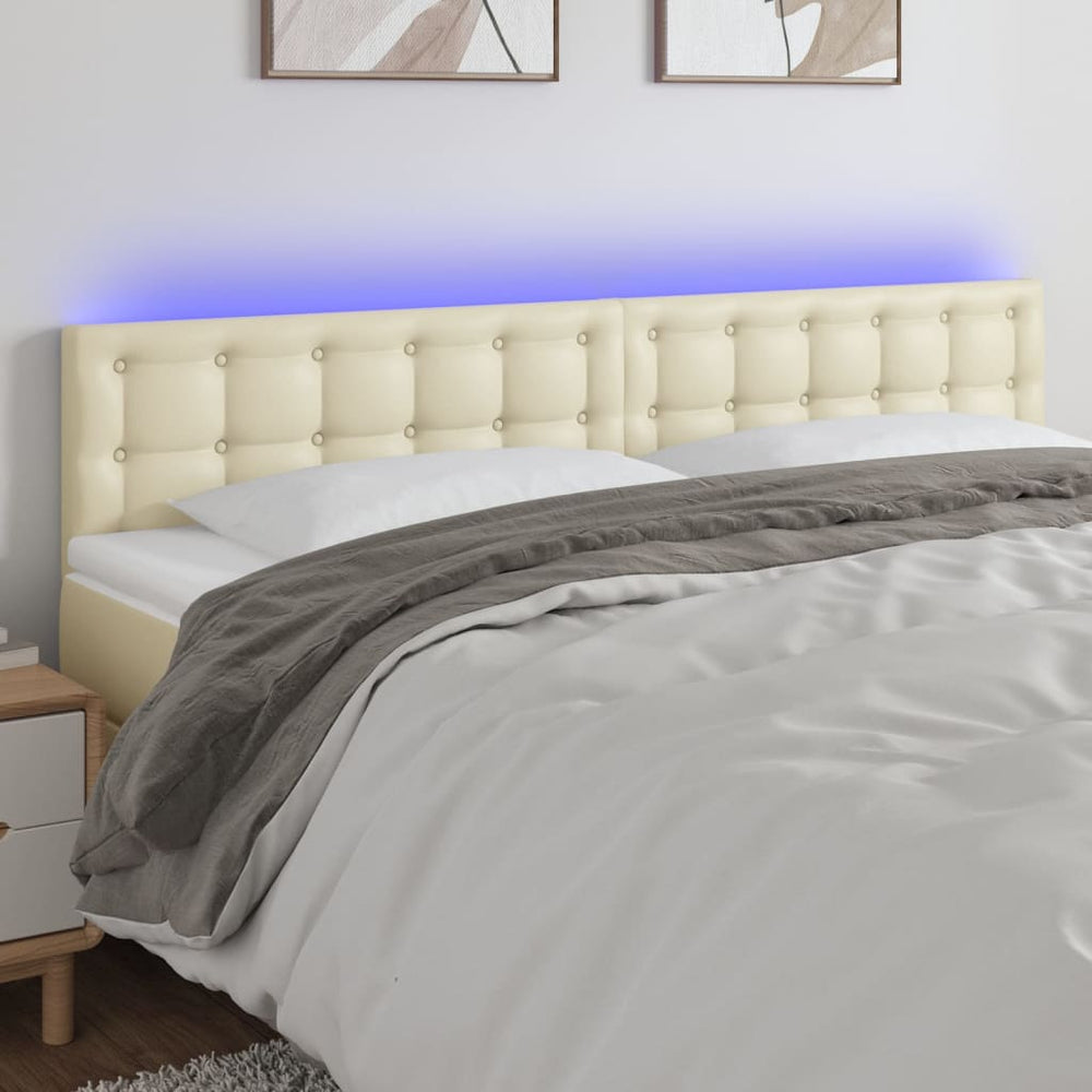 vidaXL Tête de lit à LED crème 180x5x78/88 cm similicuir