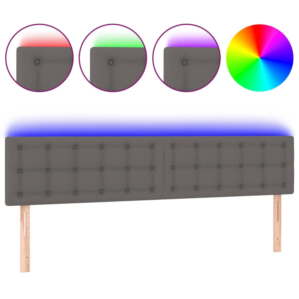 vidaXL Tête de lit à LED gris 180x5x78/88 cm similicuir