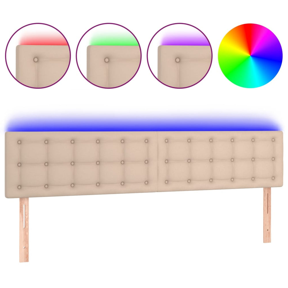 vidaXL Tête de lit à LED marron cappuccino 180x5x78/88 cm similicuir