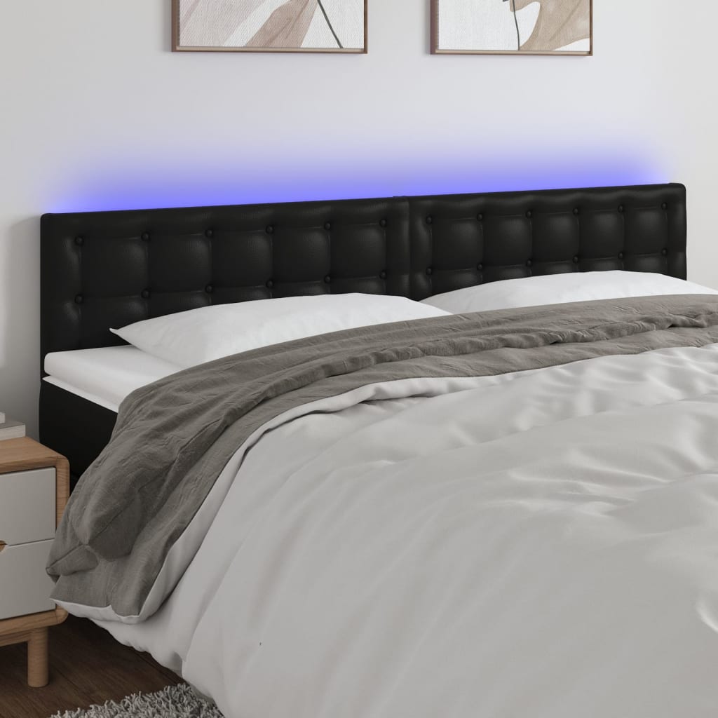 LED Kopfteil Schwarz 200x5x78/88 cm Kunstleder
