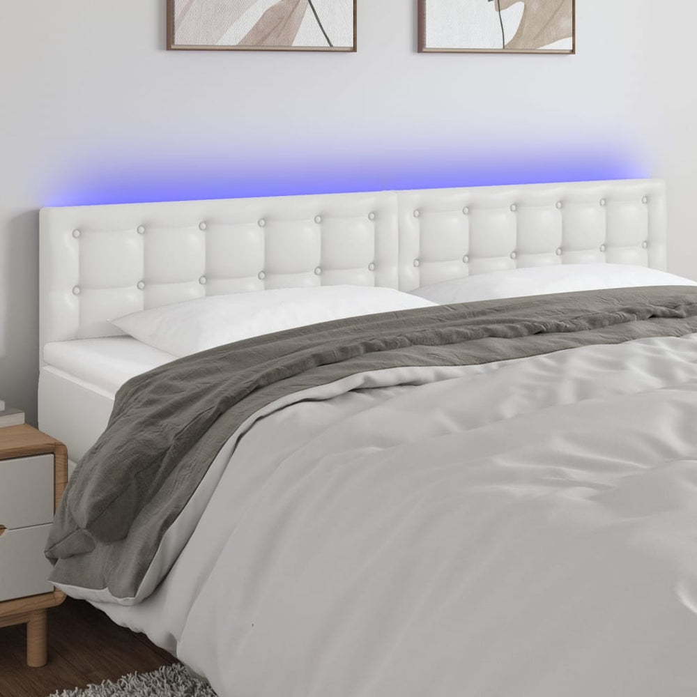vidaXL Tête de lit à LED Blanc 200x5x78/88 cm Similicuir