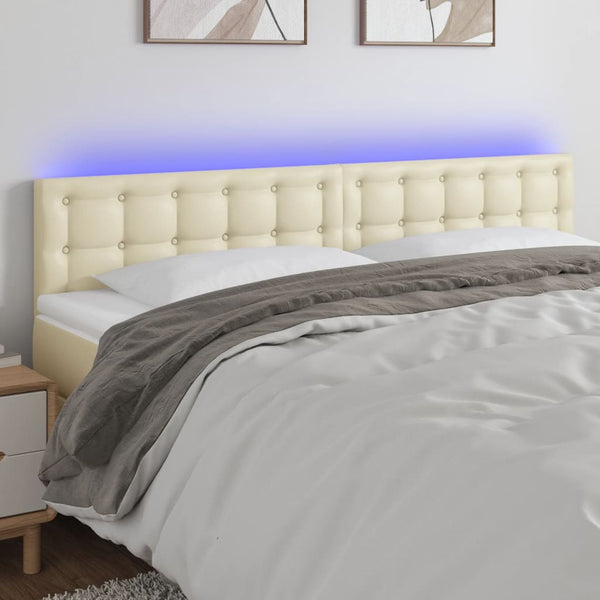 LED Kopfteil Creme 200x5x78/88 cm Kunstleder