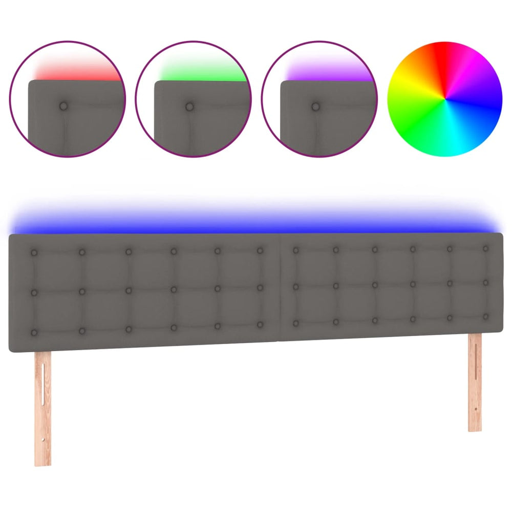 vidaXL Tête de lit à LED gris 200x5x78/88 cm similicuir