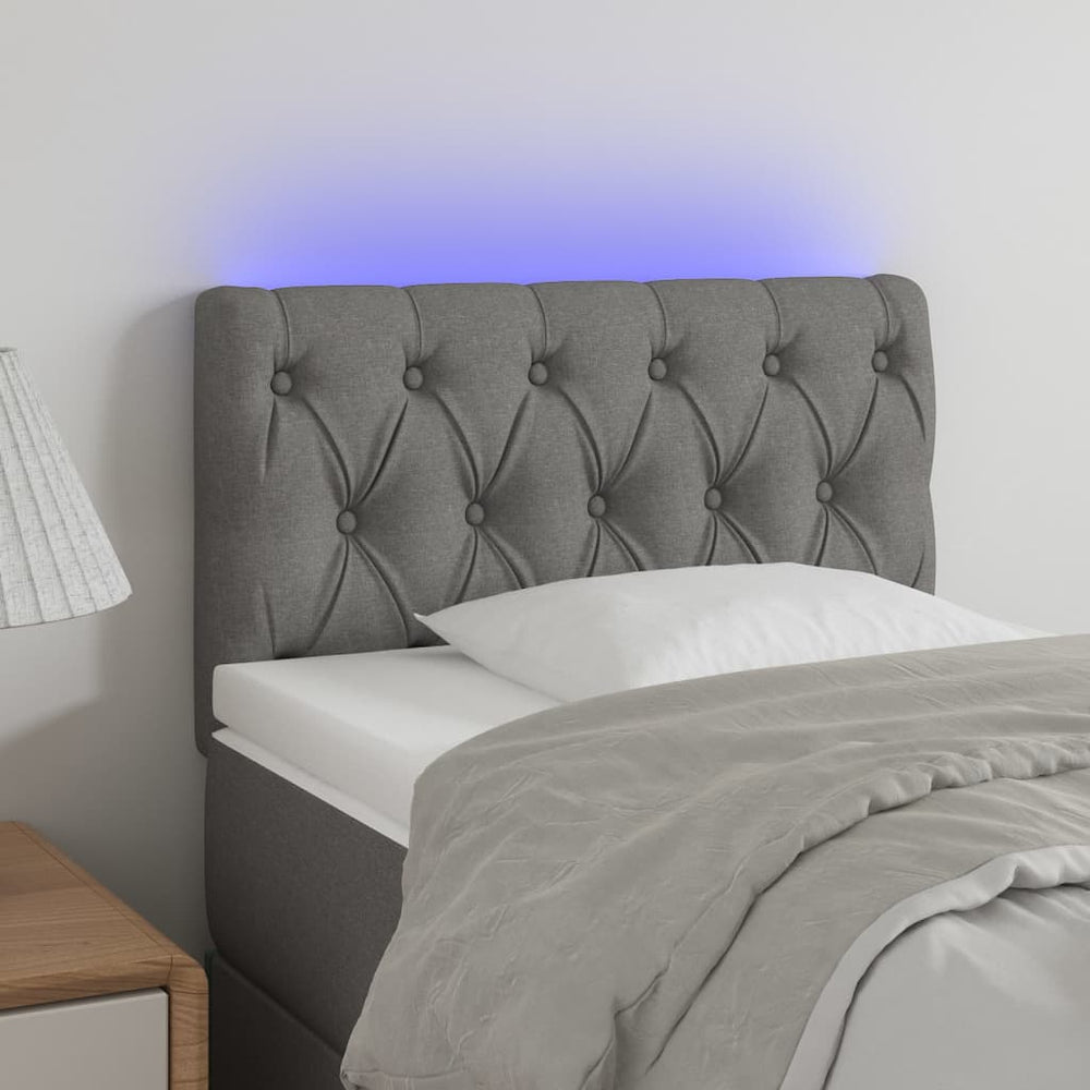 vidaXL Tête de lit à LED gris foncé 80x7x78/88 cm tissu