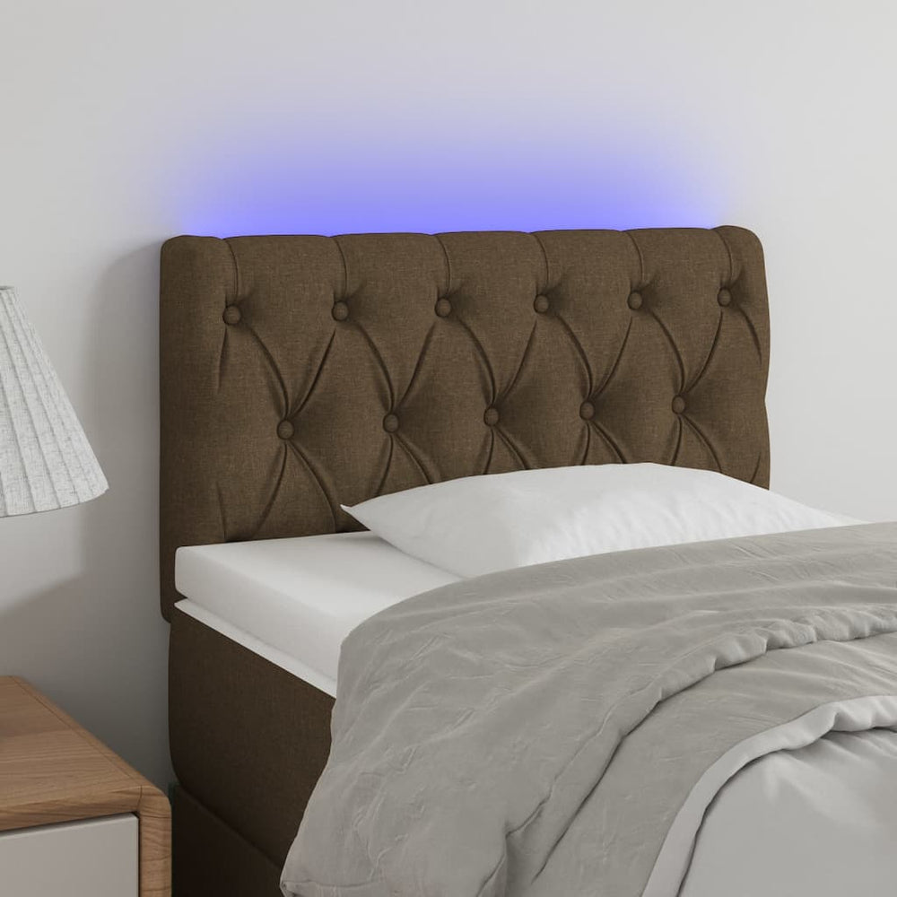 vidaXL Tête de lit LED Marron foncé 80x7x78/88 cm Tissu