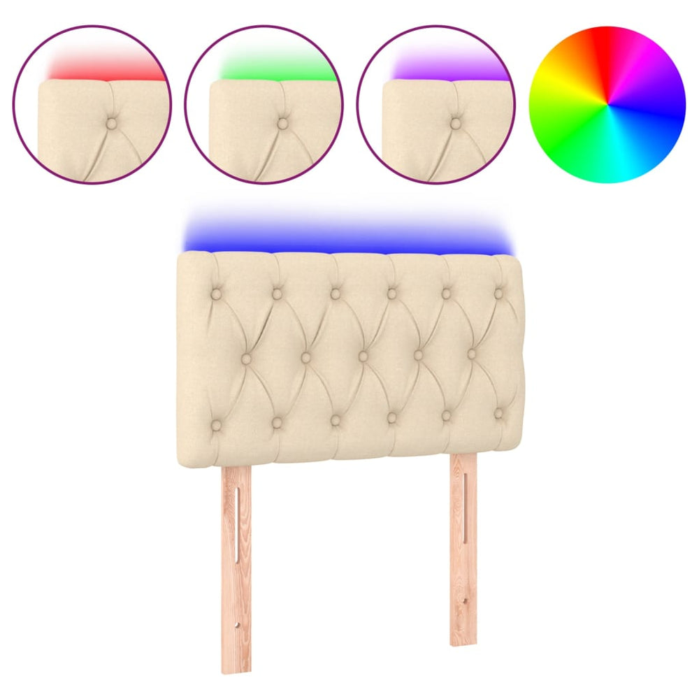 vidaXL Tête de lit à LED crème 80x7x78/88 cm tissu