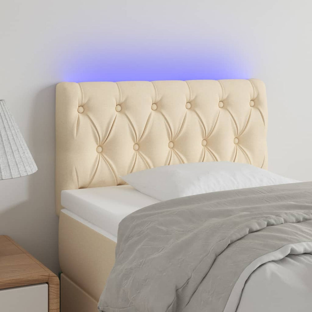 vidaXL Tête de lit à LED crème 80x7x78/88 cm tissu