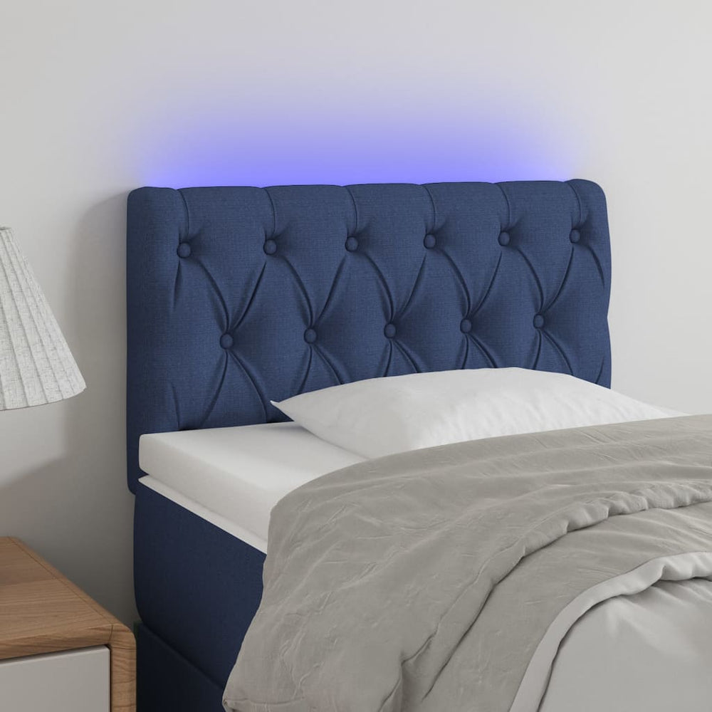 vidaXL Tête de lit à LED Bleu 80x7x78/88 cm Tissu