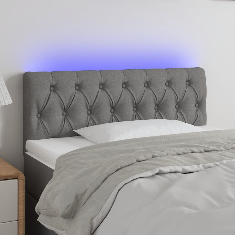 vidaXL Tête de lit à LED gris foncé 90x7x78/88 cm Tissu