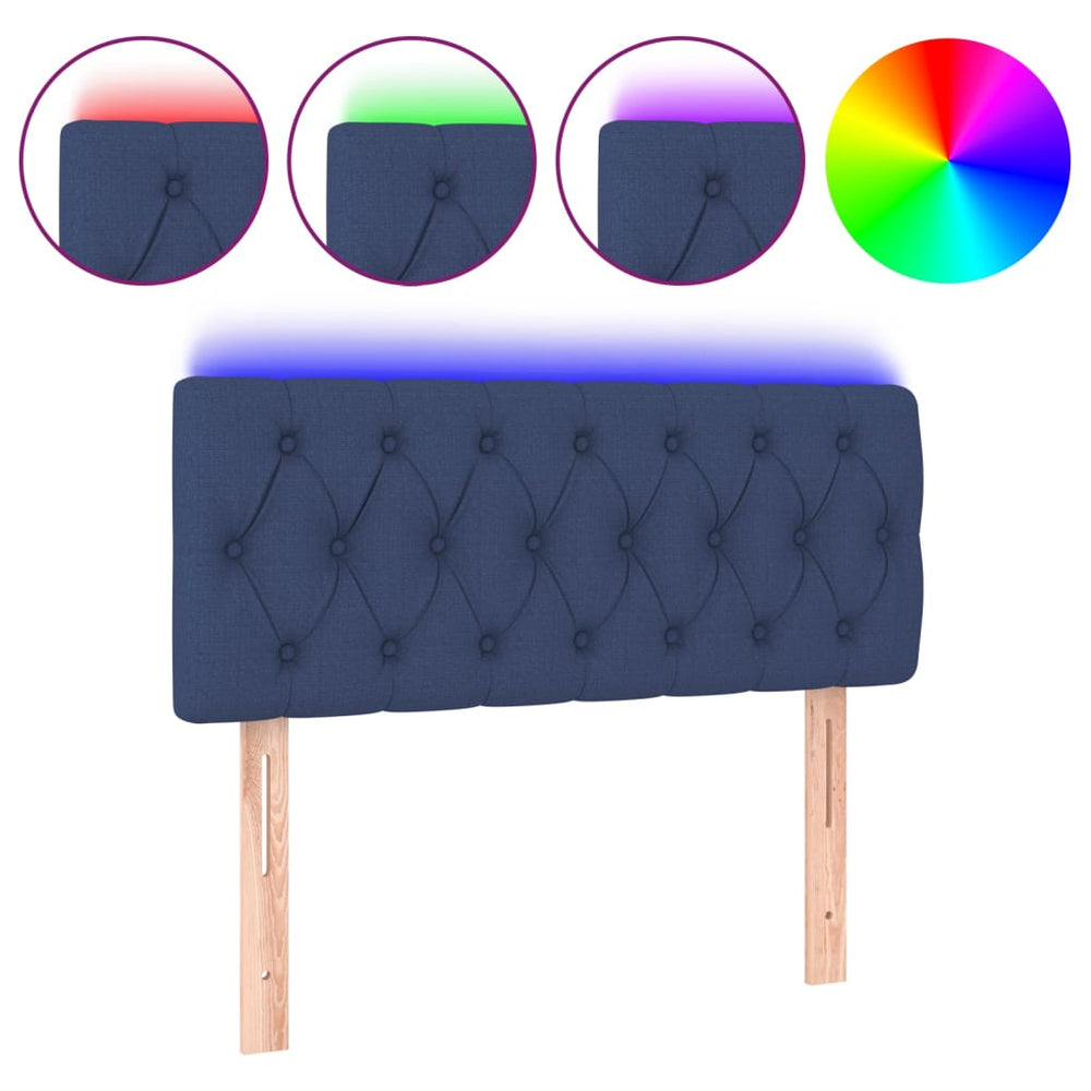 vidaXL Tête de lit à LED Bleu 90x7x78/88 cm Tissu