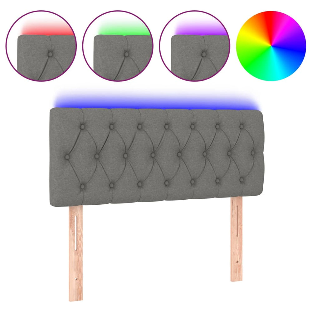 vidaXL Tête de lit LED gris foncé 100x7x78/88 cm tissu