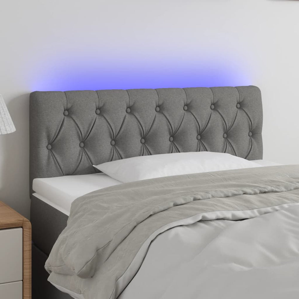 vidaXL Tête de lit LED gris foncé 100x7x78/88 cm tissu