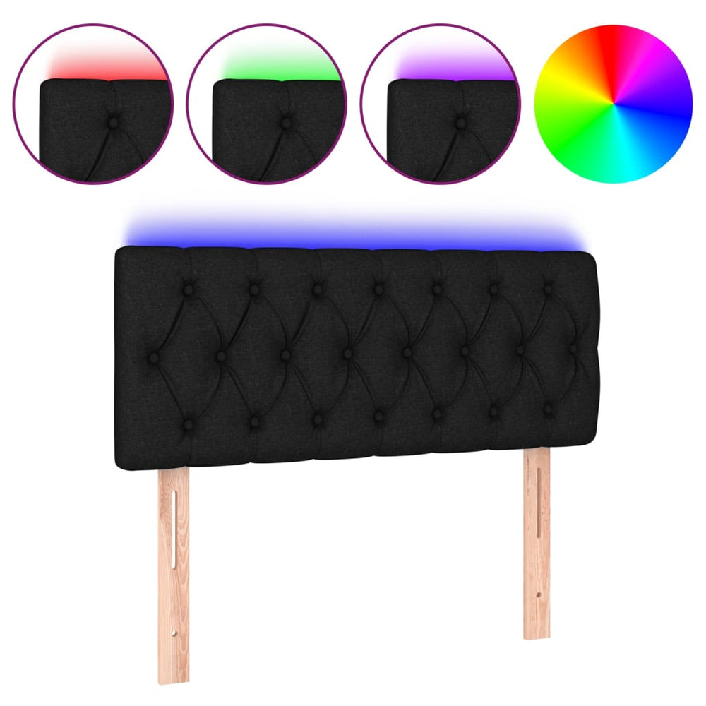 vidaXL Tête de lit à LED Tissu Noir 100x7x78/88 cm